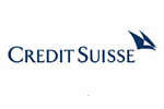 The image shows the Credit Suisse logo, which includes the company''s name in a stylized blue font next to a graphic element resembling sails.