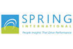 Logo for Spring International with a stylized design and the tagline "People Insight That Drives Performance."