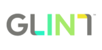 The image is a logo that spells "GLINT" in stylized text with a combination of gray and bright colors.