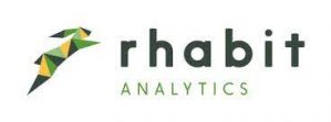 The image displays a logo featuring a stylized green and yellow geometric rabbit and the text "rhabit ANALYTICS."