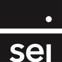 Logo with a minimalist design featuring a dot above the word "sei" in lowercase letters.