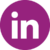 Purple circular LinkedIn icon with white "in" lettering.